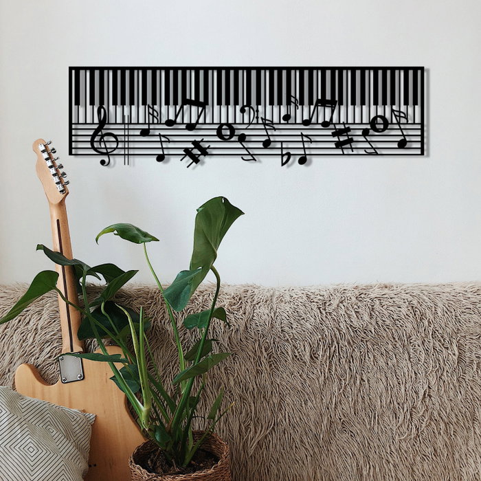 Wallity Piano - M121 Escultura de Pared de Metal Negra